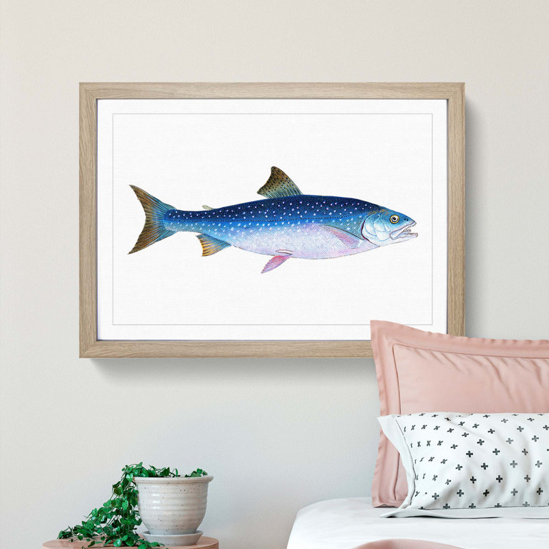 Alpine Charr Fish 1 Piece Single Picture Frame Painting, 33cm H x 45cm W x 2cm D, Oak Framed