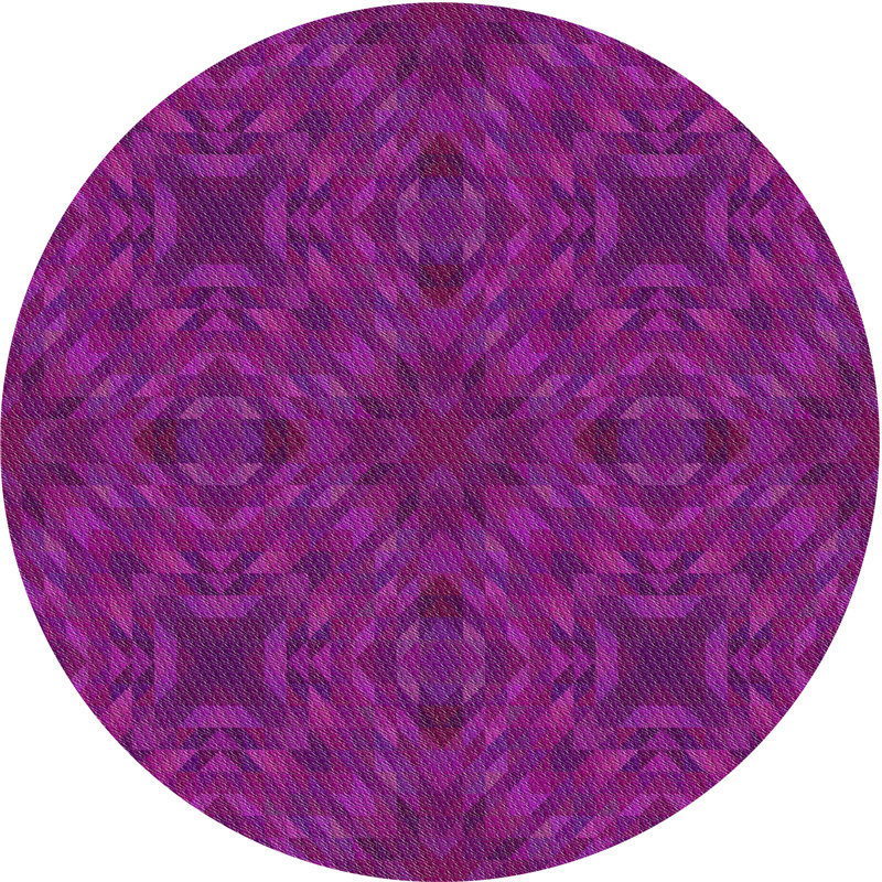 Tapis mauve à métier motorisée, Rond 3 pi