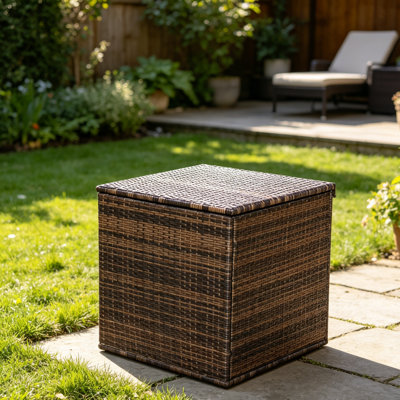 Boîte de rangement pour meubles de patio en osier (brun), ensemble de patio, ensemble de canapé d'extérieur, ensemble de conversation