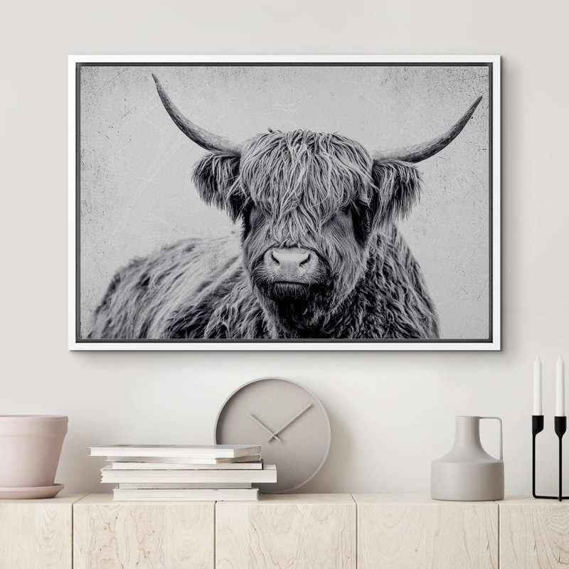 Portrait d'animaux sur fond blanc, Cadre blanc, H 24 po x l 36 po x P 1,5 po