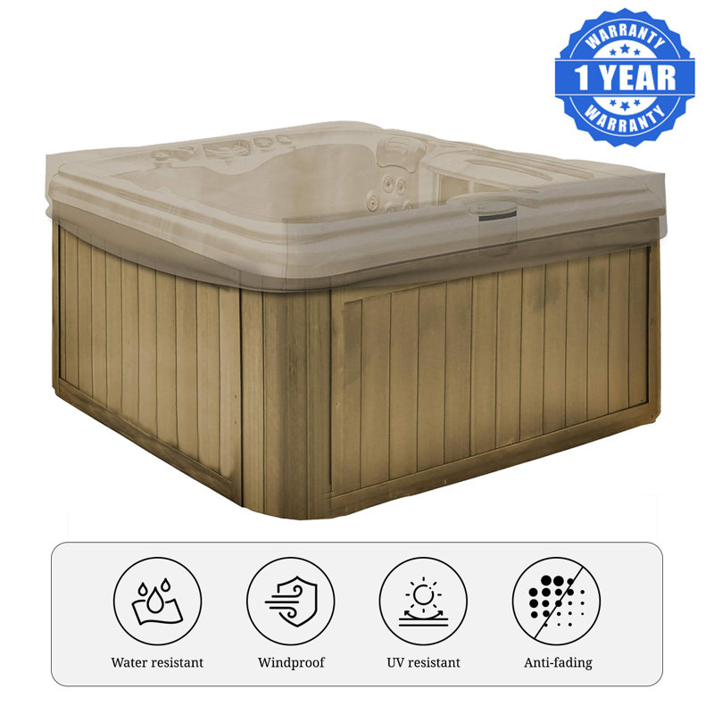 Hot Tub Jacuzzi Outdoor Gazebo Covers/ Cover for Square Hot Tub, Waterproof UV & Weather Resistant Protector, Beige