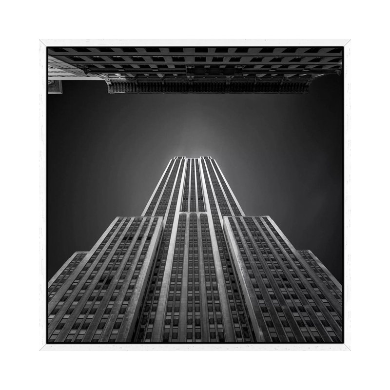 Empire State Building 1 Piece Wall Art on Canvas, 45.72cm H x 45.72cm W x 3.81cm D, White Framed