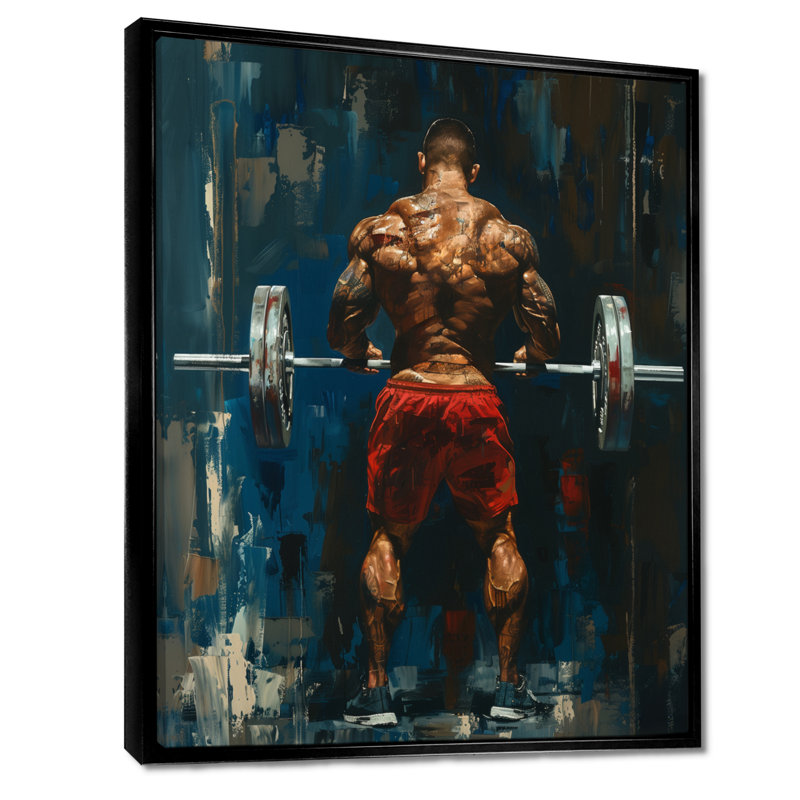 Salon de l'athlétisme déterminé II - Aérobie et musculation, Toile avec cadre flottant noir, H 20 po x l 12 po x P 1 po