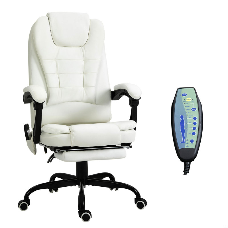 7-Point Vibrating Massage Office Chair, High Back, White