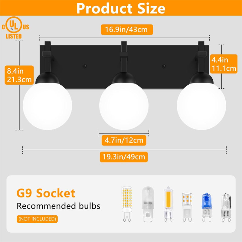 3 - Light Dimmable Vanity Light