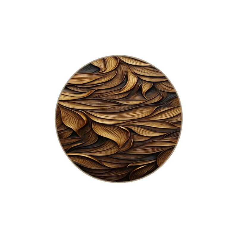 Brown Leaf Woven Based Washable Carpet, Rectangle 2'4" x 4'