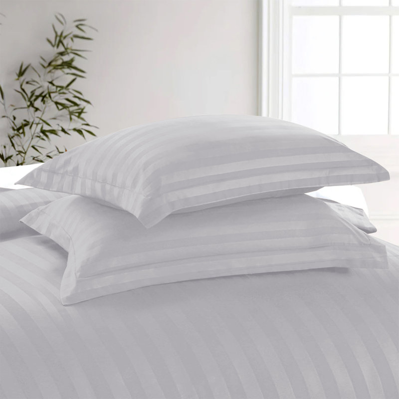 Microfiber Striped Duvet Cover Set with Matching Pillowcases & Fitted Sheet, Super King Duvet Cover + 2 Standard Pillowcases