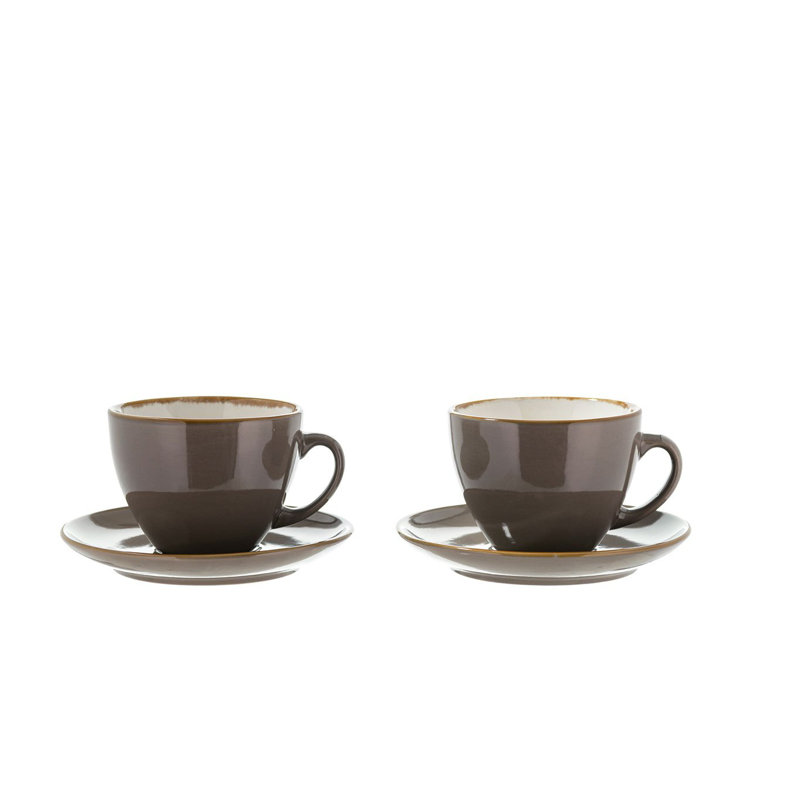 Stoneware Cappuccino Cup and Saucer, Grey, 350 ml