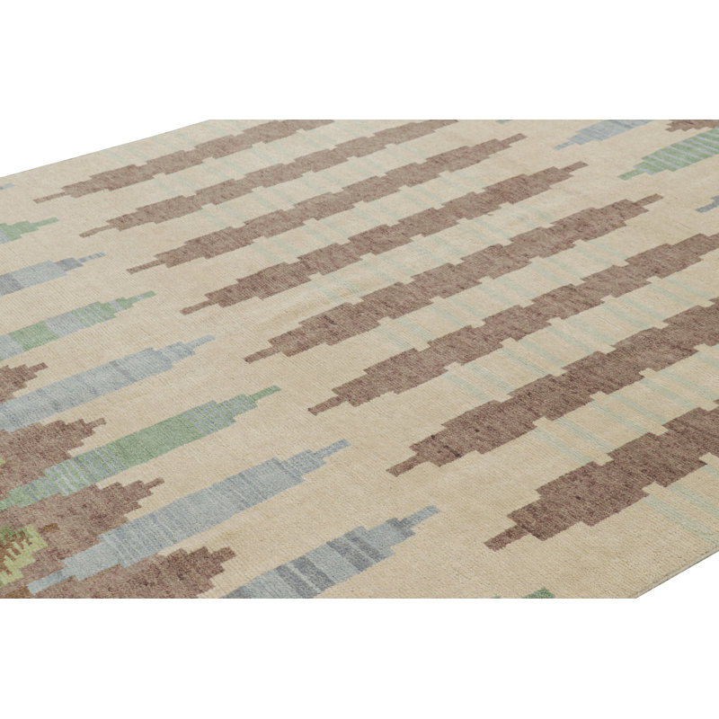 Rug & Kilim’S Scandinavian Style Rug In Beige-Brown And Blue With Geometric Patterns