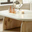 Table basse ovale en bois massif blanc crème-129490942