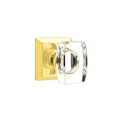 Ensemble de boutons de passage Emtek avec rosette Quincy et bouton en verre Windsor