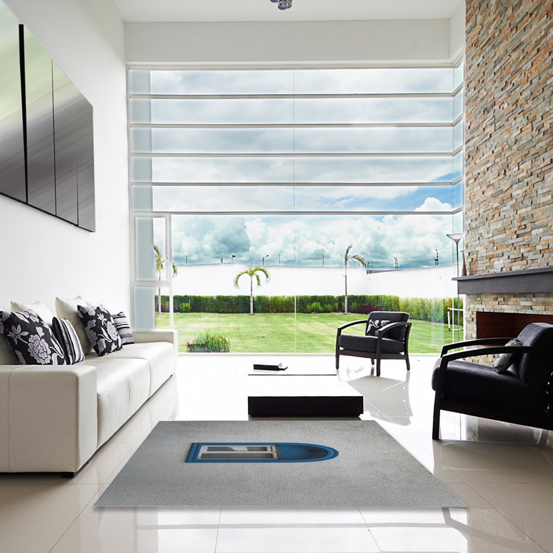 Tapis gris clair / bleu Power Loom, Carré 3 pi