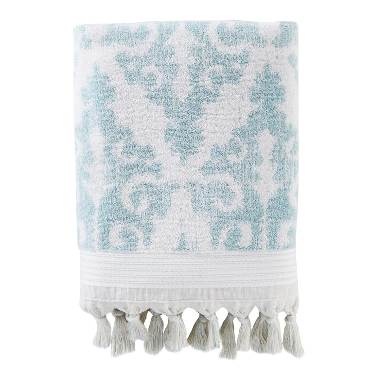Aqua Turkish Cotton Hand Towel with Fringe