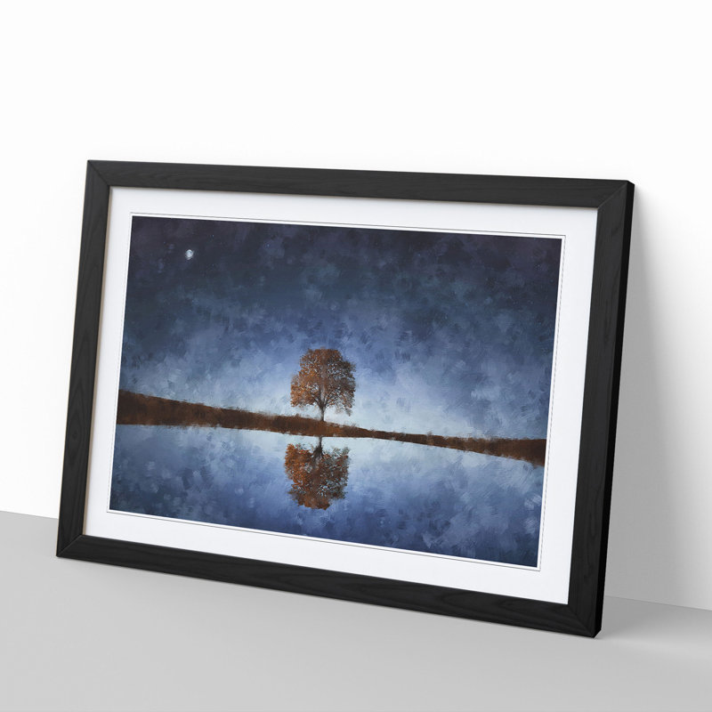 Tree at Dusk Vol.3 - Picture Frame Graphic Art, 48cm H x 65cm W x 2cm D, Black