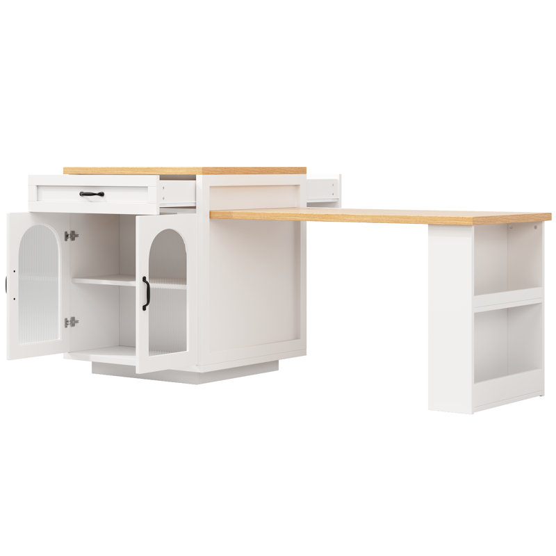 126 cm W Kitchen Island with Top, White