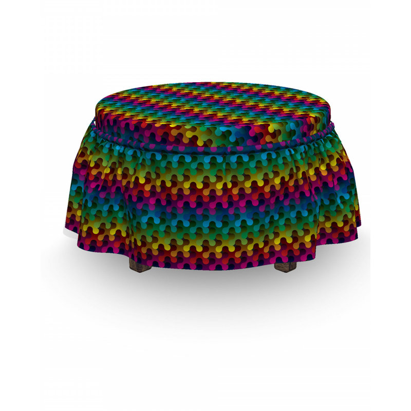 Ensemble de housse pour repose-pieds à coussins carrés de boîte 2 pièces geometry digital