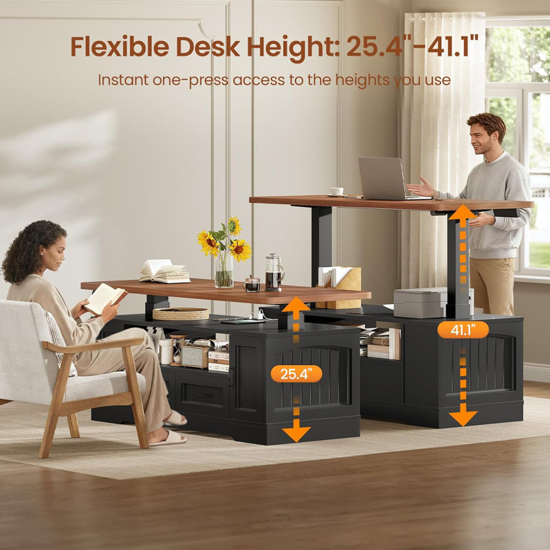 Bijolle Lift Top Frame Coffee Table with Storage, Black