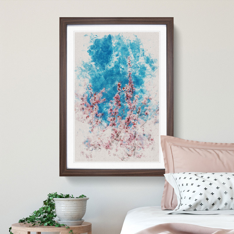 Petals of Pink Cherry Blossom Tree - Picture Frame Painting Print, 33cm H x 24cm W x 2cm D, Walnut Framed