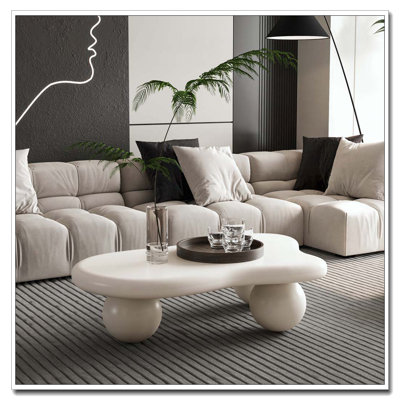 Table basse en forme de nuage, table basse avec 3 pieds sphériques pour le salon