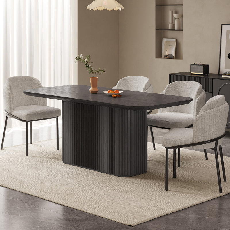 5-Piece Dining Table Set, Black, Dining Room, 5 Pieces: Table, 4 Chairs