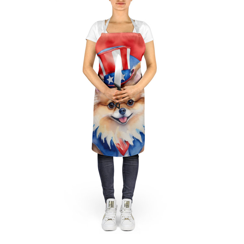 Patriotic American Apron, Brown Pomeranian