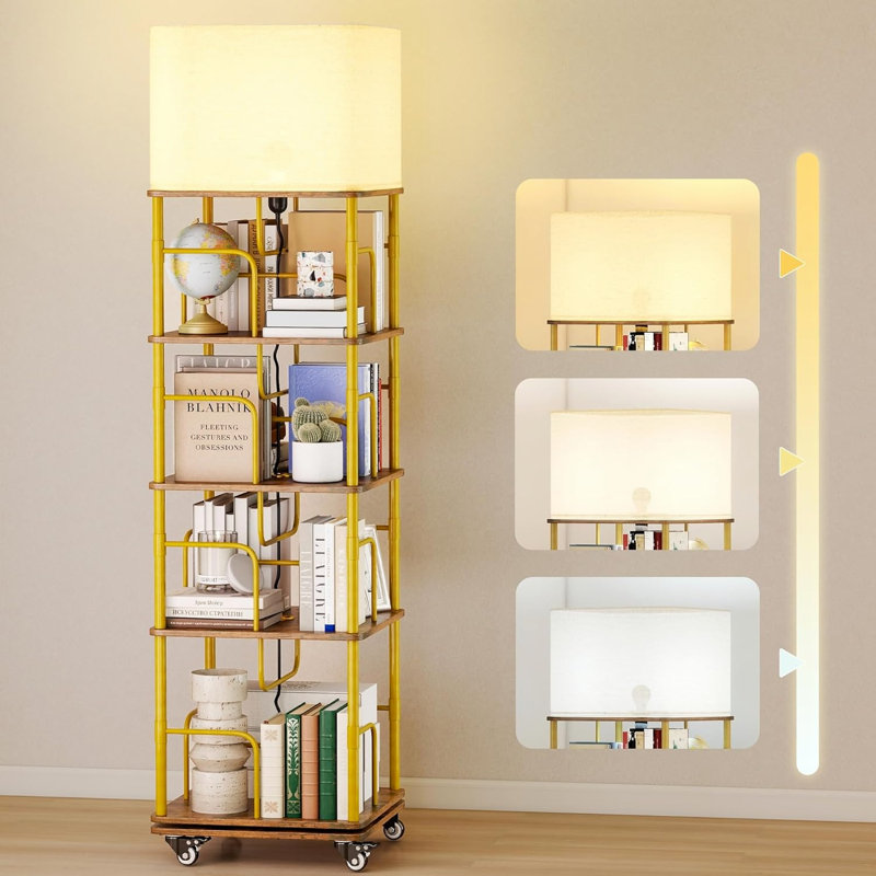 180cm H x 40cm W Standard Bookcase, (4 Shelves) 180cm. H x 40cm. W x 40cm. D, Gold