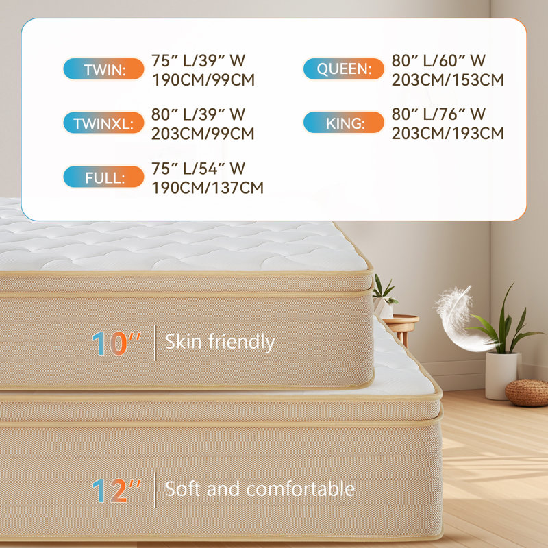 Matelas hybride en mousse à refroidissement moyen avec gel Meomory, Lit simple, 10"