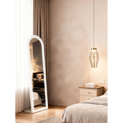 Miroir de plancher 63 po x 20 po, 3 variations de température de couleur, placement simple, matériau de la structure en aluminium, - couverture arrière d'oxydation ou réglages d'éclairage incliné, fonction de mémoire, cadre doublé lisse, galvanisé