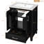 Meuble-lavabo de 24 pouces comprenant un lavabo en céramique, un tiroir divisé, deux tablettes de rangement et un pied en bois massif pour une durabilité accrue grâce à ses portes spacieuses à fermeture douce et sa surface facile à nettoyer-487660763