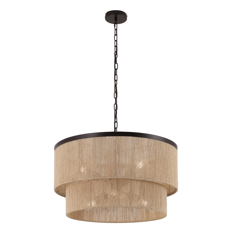 24" 6-Light Dimmable Drum Chandelier