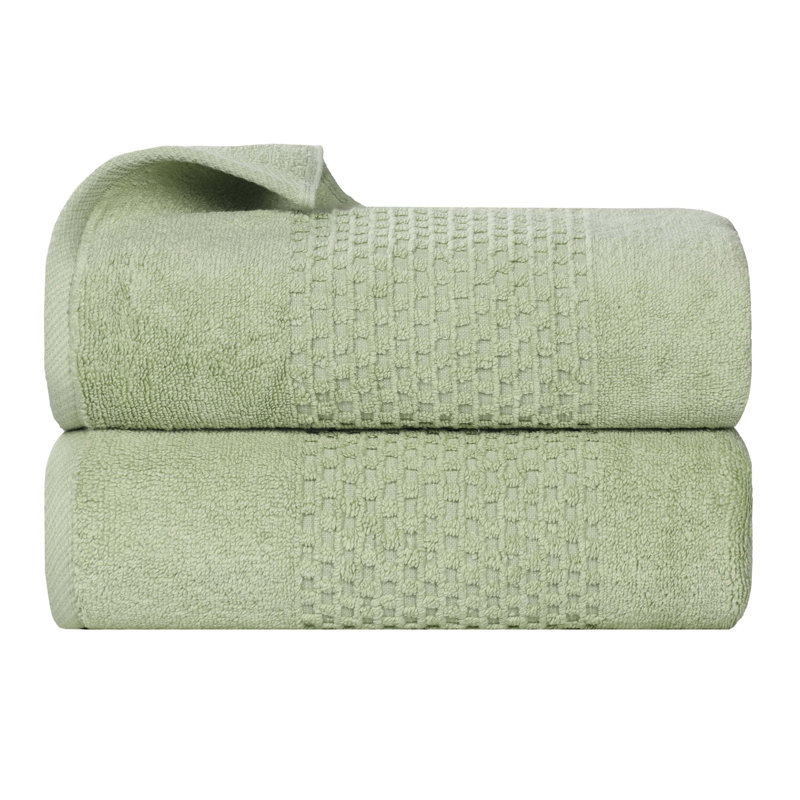 Serviettes de bain texturées gaufrées en coton gaufré de poids moyen Playa Zero Twist, Vert