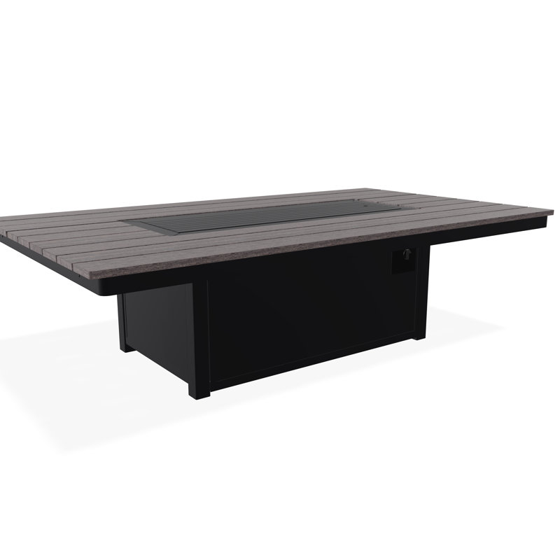 48" x 84" Rustic Fire Table with Propane Shelf, Black/Boardwalk