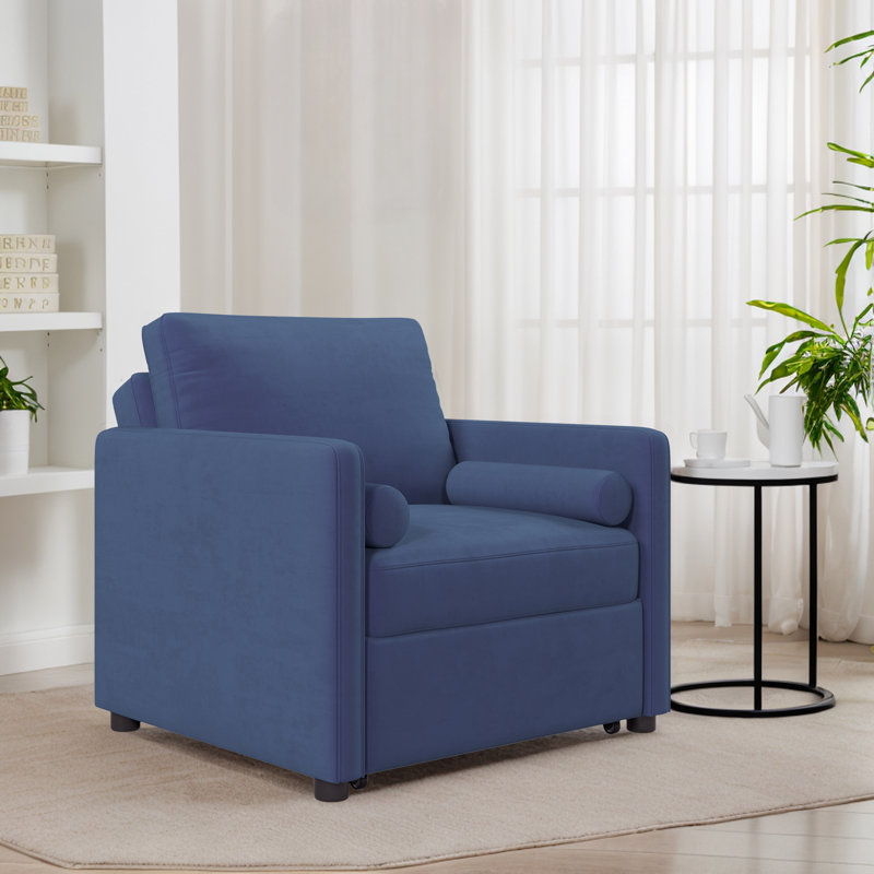 Fauteuil-lit convertible l 35,3 po, Velours bleu