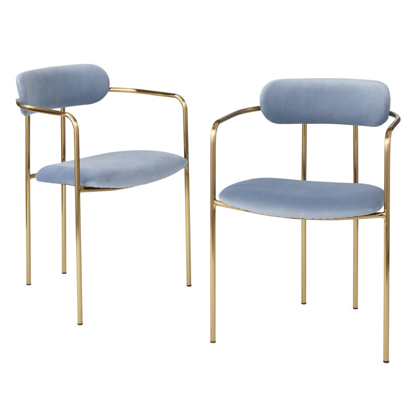 Carrigan 18.5'' H Velvet Upholstered Dining Chair, Light Blue