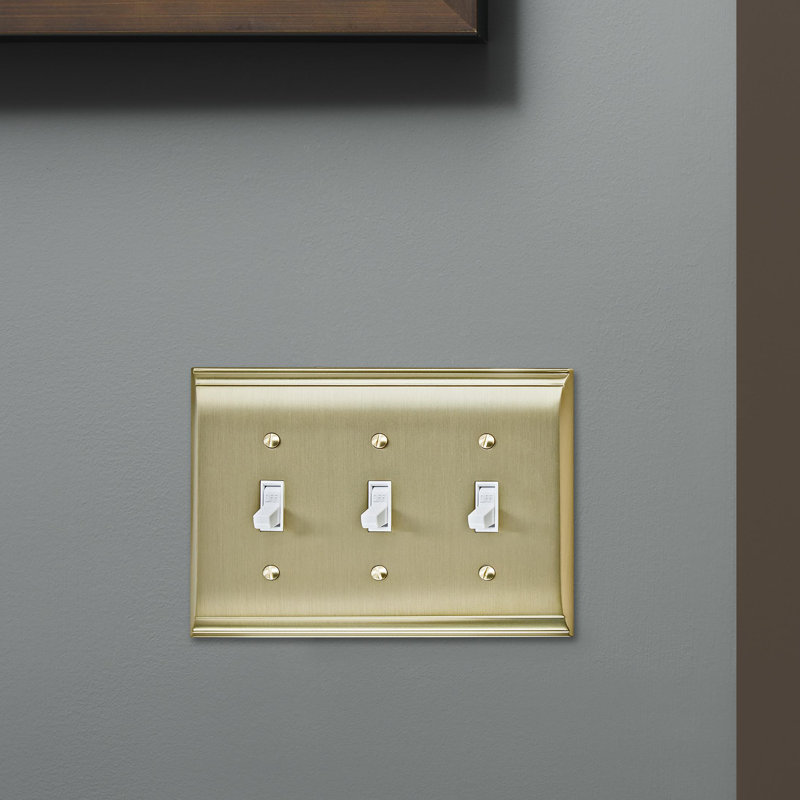 Candler 3-Gang Toggle Light Switch Wall Plate, Golden Champagne