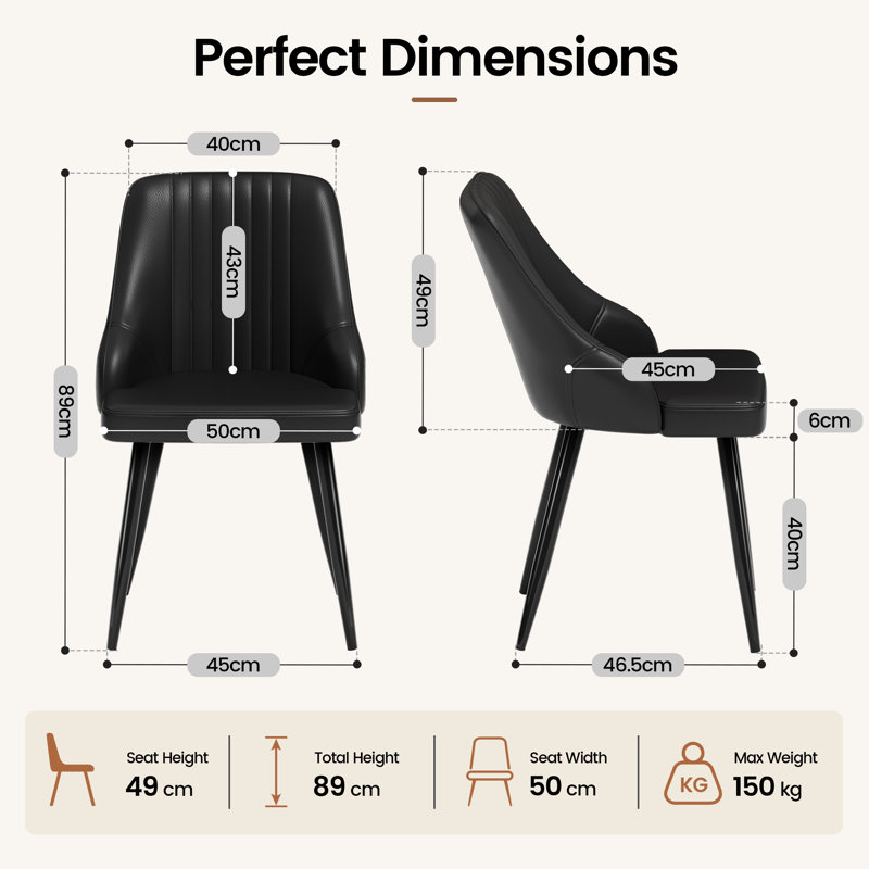 Upholstered Side Chair in Black, 4, Black