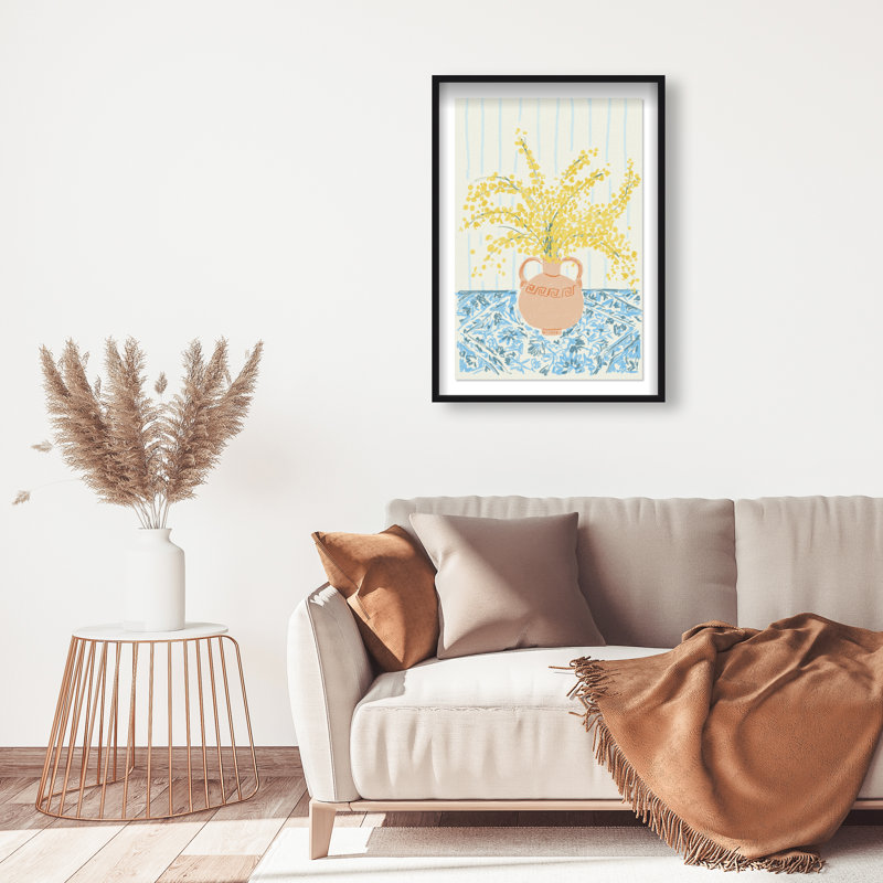 Sunny Flower Vase Print by Oliver Gal, 16.5"H x 11.5"W, Black Shadowbox