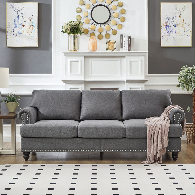 Canapé en tissu moderne rembourré en polyester, Grey