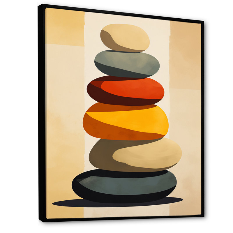 «Visual Tranquility Rock Balancing On», reproduction sur toile, H 32 po x l 24 po x P 1 po, Cadre flottant noir
