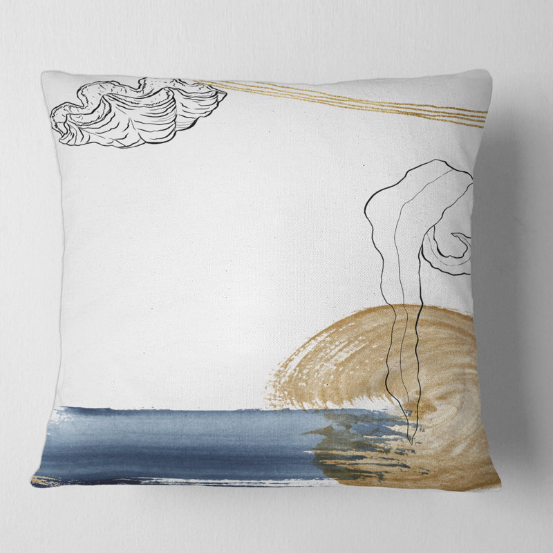 Oreiller classique bleu marine à motif abstrait bleu marine, 16 po x 1 po