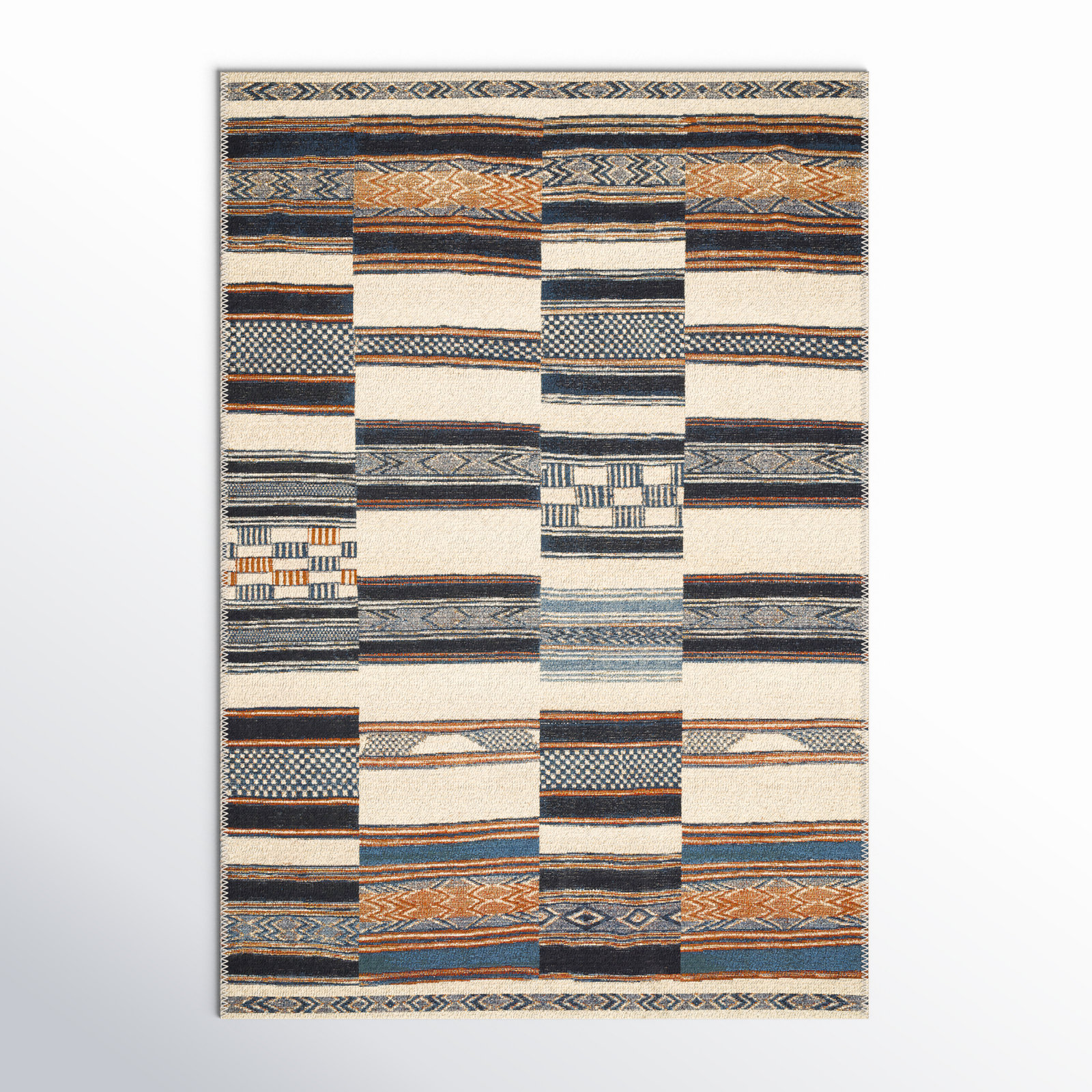 Oniel Geometric Machine Woven Area Rug , Rectangle 5'3" x 7'8"