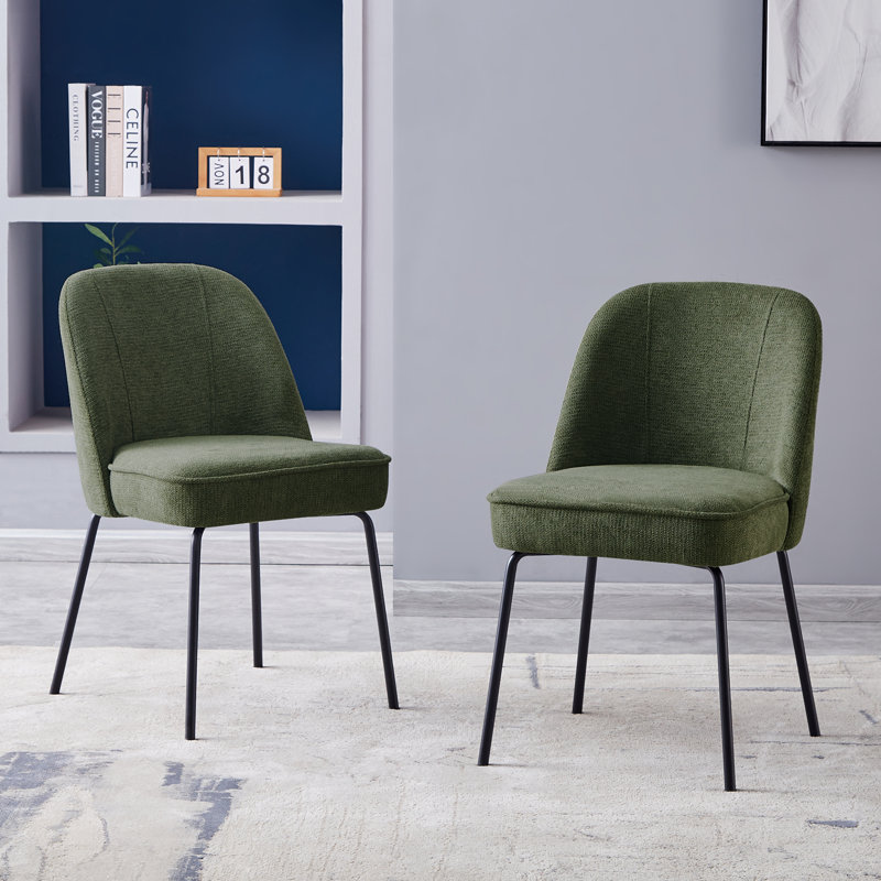 Karif Fabric Upholstered Side Chair Dining Chair, Olive Green