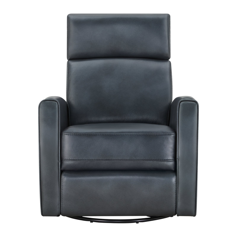 Fauteuil inclinable et oscillant pivotant en cuir véritable de qualité supérieure avec accoudoirs doubles, Bleu Chesapeake