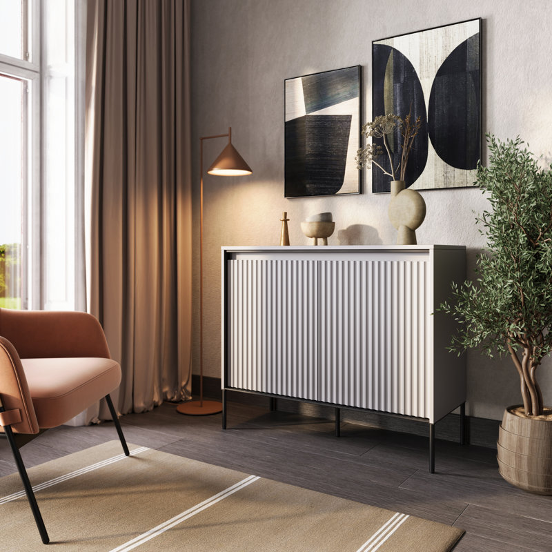 Aileu 98cm Sideboard, Light Grey/Black