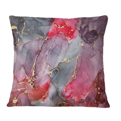 Rouge et mauve, luxe, art abstrait fluide - coussin décoratif moderne