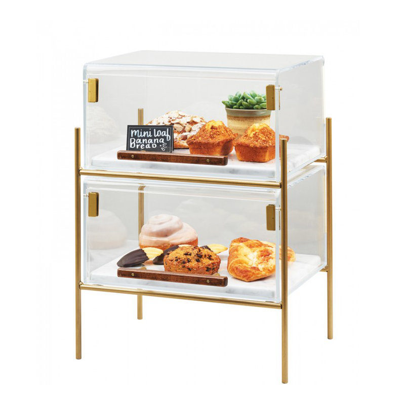 Étui à pâtisserie Mid-Century avec cadre, H 18 po x l 16,25 po x P 11,25 po, Laiton