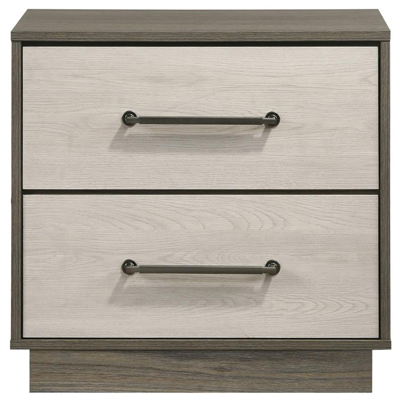 2-Drawer Nightstand Bedside Table Grey Oak