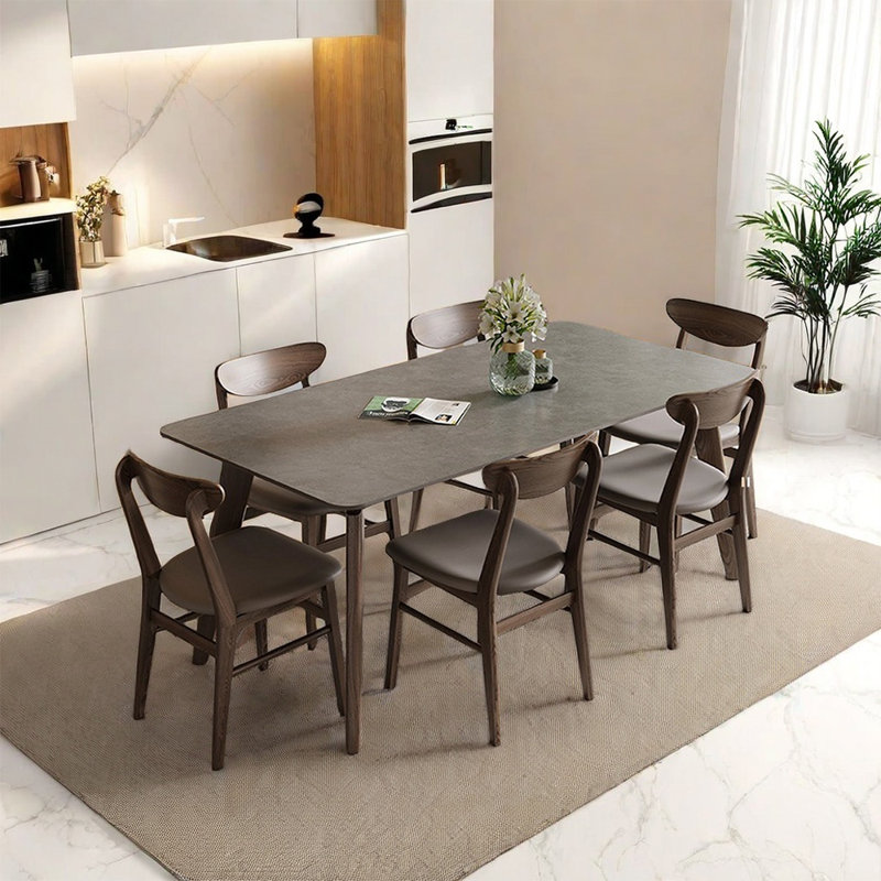 Ensemble de table à manger moderne et simple en bois massif, H 29,52 po x L 62,99 po x l 31,49 po