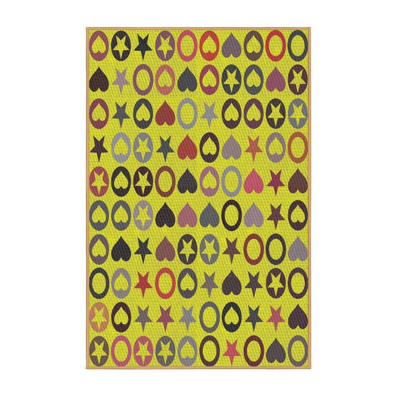 Tapis rouge/jaune/noir à motifs Tuesday, Rectangle 5 pi x 7 pi
