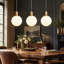 3 -Light Kitchen Island White Glass Pendant